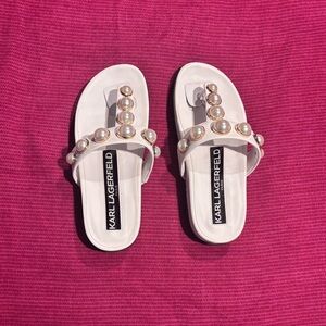 Karl Lagerfeld Black Leather Slides